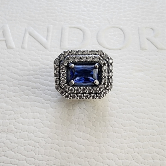 Pandora Blue Sparkling Levelled Rectangular Charm - Picture 3 of 12